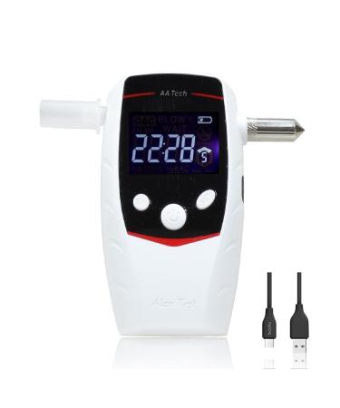 iBACheck Breathalyzer with Window Breaker. Rechargeable Alcohol Tester Breath Analyzer to Test Alcohol  Real time Clock and Low Standby Current. Breath Test with 10 Memories (White)