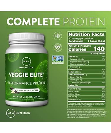 MRM Smooth Veggie Elite Performance Protein Vanilla Bean - 36 oz (1020 g) - Plant-Based Protein Powder for Muscle Recovery & Energy Boost - Buy Online on GoSupps.com