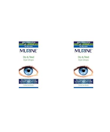 Murine Dry & Tired Eye Relief Eye Drops with a Triple Action Formula That Hydrate Refresh and Relieve Dry or Tired Eyes New Formulation 15ml (Pack of 2) 15 ml (Pack of 2) New Formulation