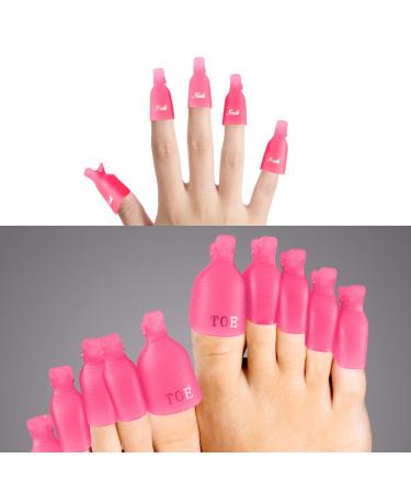 Siquk Gel Nail Polish Remover Kit - 20 Nail Clips, 2 Nail Files, 2 Cuticle Pushers, 600 Cotton Pads, Nail Brush, Grinding Block, Toe Separator - Pink - Buy Online on GoSupps.com