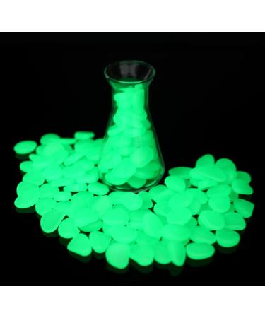 Halcyerdu 200 pieces bright pebble stones fluorescent stones green light stones night light stones for aquarium garden decoration