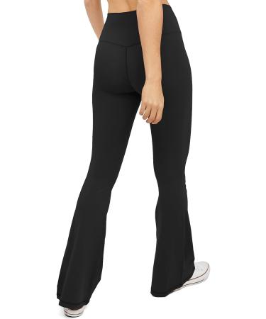 HEGALY Women's Flare Yoga Pants | High Waisted Crossover Leggings | Buttery Soft Bootcut Fitness Pants in Medium Black - Buy Online on GoSupps.com