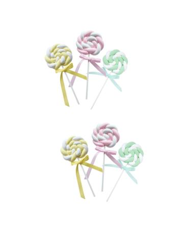 TOPBATHY 6 Pcs Simulation Lollipop Christmas Lollipop Candy Birthday Lollipop Candy Ornaments Lollipop Decoration Candy Cane Ornaments Lollipop Ornament Lollipops Window Decorations Clay