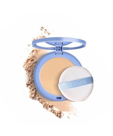 Face Powder Oil Control Face Pressed Powder Silk Soft Mist Powder Cake Long-lasting Waterproof Flawless Lightweight Face Cosmetics (Natural Beige)