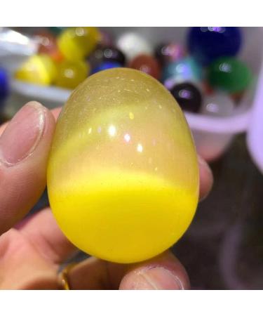 Stone Crafts Natural Yellow Cat's Eye Crystal Egg Divination Stone Photography Egg Decoration Natural Luster - Buy Online on GoSupps.com