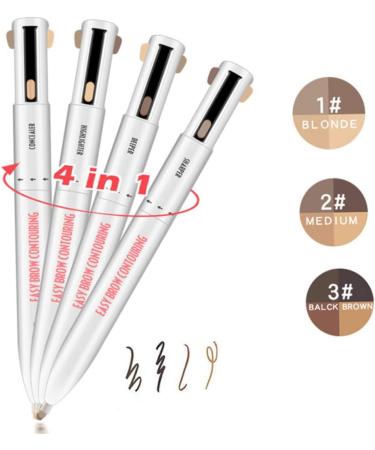 Eyebrow Contour Pen 4 in 1 Long Lasting Rotate Defining Highlighting Brow Pencil Makeup Tool Blonde 1# Blonde - Buy Online on GoSupps.com
