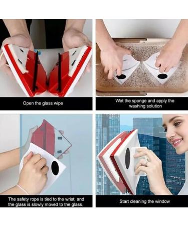 Magnetic Window Cleaner Brush Wiper Cleaner Cleaning Tool For Washing Windows Wash Home Magnet Household Glass Window Red - Buy Online on GoSupps.com