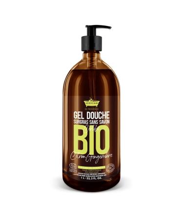 LES PETITS BAINS DE Provence Organic Lemon Ginger Shower Gel 1L Extra Fat Soap-Free | Ecocert Cosmos Organic Certified | 98% Natural Aloe Vera | Face Body Hair Family | Les Petits Bains de Provence