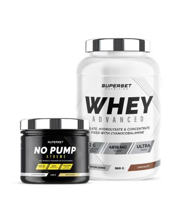 Superset Nutrition | Fitness Energy Program - 100% Whey Protein Advanced 900g Chocolate - No Pump Xtreme Pina Colada | Boosts energy levels and tones the body in 4 weeks