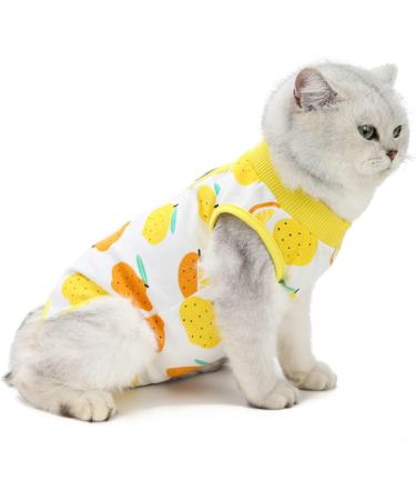 Agoumlux Cat Recovery Bodysuit - Post-Surgery Wear for Cats | Leakage Protection Cotton Clothing in Yellow - Buy Online on GoSupps.com