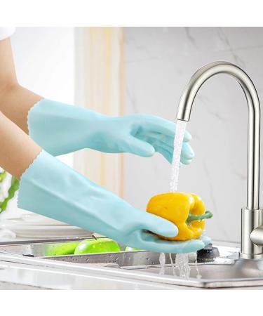 Riisoyu Dishwahing Gloves 2 Pairs Reusable Household Gloves 32cm Long Skin-Friendly Cleaning Gloves Rubber Cleaning Gloves with Cotton Flocked Liner for Kitchen Painting Gardening Pet Care - Buy Online on GoSupps.com