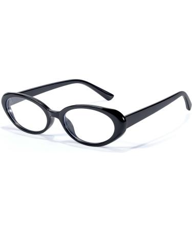 Oval Blue Light Blocking Glasses for Women & Men - Stylish 90s Non-Prescription Computer Glasses IF8094 C01 Black - Buy Online on GoSupps.com