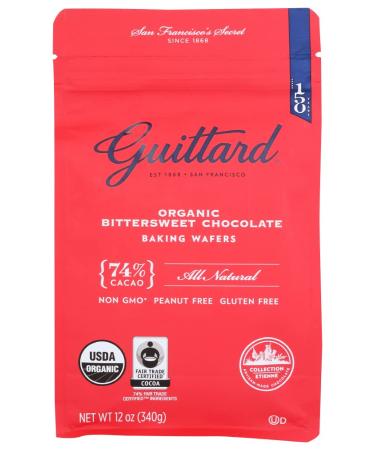 Guittard, Organic 74% Chocolate Baking Wafers, 12 Ounce