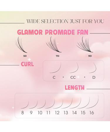 500 Ultra Speed Promade Fans - Natural Wispy 5D 7D 9D Mink Eyelash Extensions | 0.05/0.07mm C CC D Curl | Lengths 8-16mm for Fluffy Clusters - Buy Online on GoSupps.com