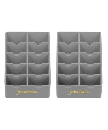 2 Pack BarberMate Blade Rack Storage Tray - Holds 10 Clipper Blades (Gray) 5x7.5 Inch (Pack of 2)