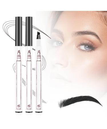 JIGCEN 2PCS 3D Magic Microblading Eyebrow Pencil 2024 New 4 Head Split Waterproof Long lasting Wild Eyebrow Pencil (Black)