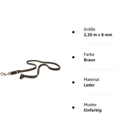 Copcopet Premium Cowhide Dog Leash - Brown Braided Leather Soft Tow Lines Chrome Carabiner - Made in Germany (2.20m x 8mm) - Buy Online on GoSupps.com