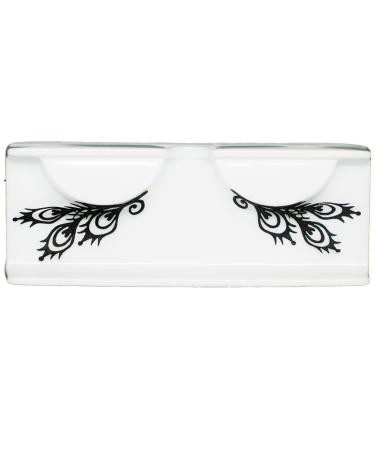 EMILYSTORES Peacock Pattern Feather Shape Fashion Black Lace Paper Lashes False Eyelashe 1 Pairs