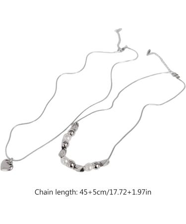 Oralgo's Lucky Pearl Necklace | Multi-Layered Heart Pearls Choker | Titanium Steel Party & Wedding Gift - Buy Online on GoSupps.com