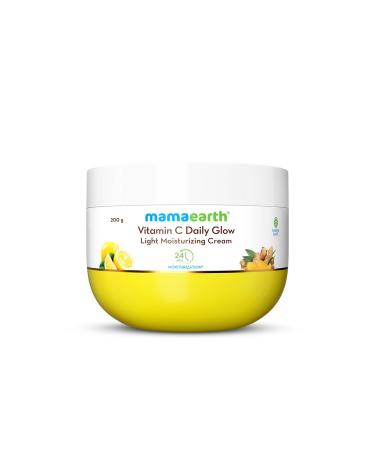 MAMAEARTH Vitamin C Daily Glow Light Moisturizing Cream with Vitamin C & Turmeric 200g | For Face Hand & Body | 24H Moisturization | Quick Absorbing Non-Greasy | Soft Moisturizer
