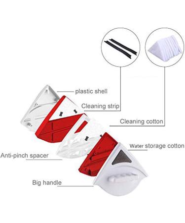 Double-side Magnetic Glass Cleaner Wiper Window Cleaner Magnetic Glass Cleaning Tool Brush for Double Glazed Window Thickness 0.5"-1" (15-24mm) (Red) - Buy Online on GoSupps.com