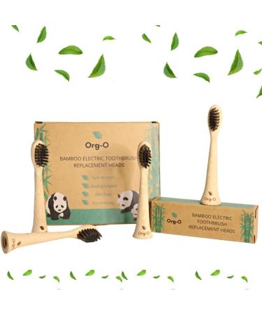 Org-O Bamboo Electric Toothbrush Replacement Heads - 4-Pack | Eco-Friendly Charcoal Bristles | Biodegradable Soft Bristles | Compatible with Phillips & Ordo Sonic - Buy Online on GoSupps.com