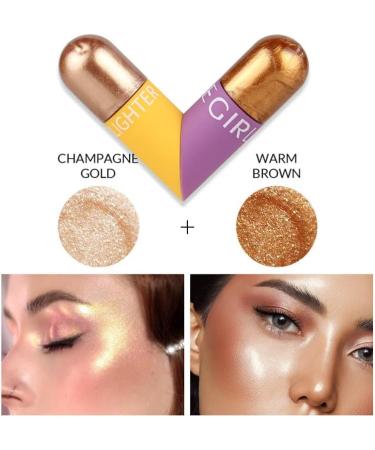 Dual-Ended Highlighter Liquid Luminous Facial Highlighter Waterproof and Long-Lasting Natural Skin Tone (Champagne light) - Buy Online on GoSupps.com