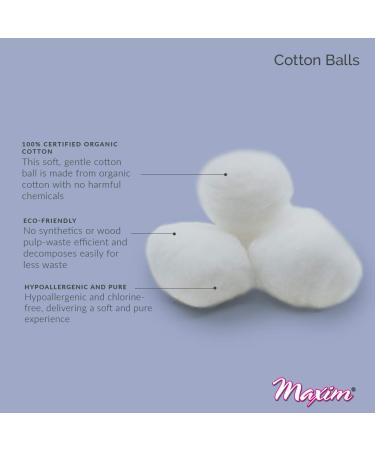 Maxim Organic Cotton Balls 300ct - Biodegradable, Unbleached, Chemical-Free - 3 Packs of 100 - Buy Online on GoSupps.com