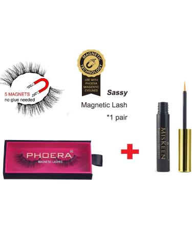 AQUAPURITY Phoera Magnetic Eyelashes with eyeliner New Invention Version 3D natural false eyelashes Durable Soft Reusable Waterproof eyeliner Long Lasting Magnetic Eyeliner (SASSY LASHES) HARM FREE - Buy Online on GoSupps.com