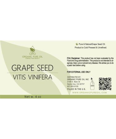 100% Pure Organic Grapeseed Oil 4 oz - Premium Hair & Skin Moisturizer - All Natural Partially Filtered - Buy Online on GoSupps.com
