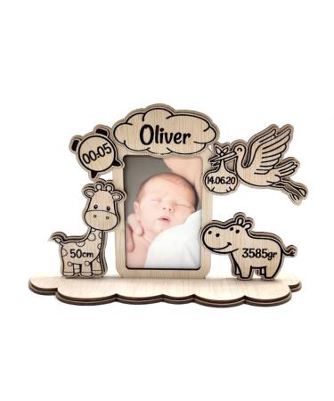 Personalised Baby Photo Frame Wooden Newborn Photo Frame Newborn Gift Model 3