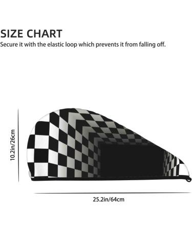 3D Black & White Checkerboard Hair Towel | Ultra-Soft Super Absorbent Microfiber Wrap for Long Curly & Thick Hair - Quick Dry Coral Velvet - Buy Online on GoSupps.com