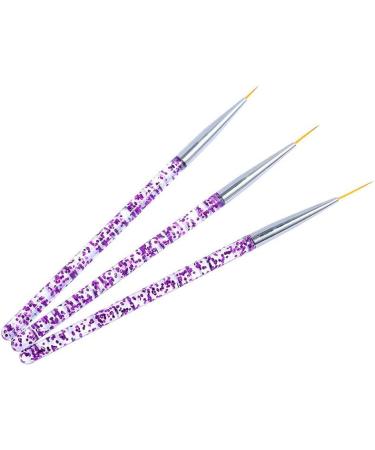 3 Pcs Miniature Nail Art Brushes | Thin Liner Pens for DIY Nail Art | Fine Detailing & Acrylic Painting | Purple - Buy Online on GoSupps.com