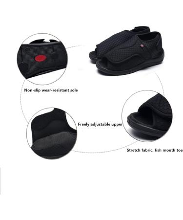 ZGDG Diabetic Slippers for Men - Extra Wide Open Toe Shoes - Adjustable Strap - Size 11.5 Wide Black - Buy Online on GoSupps.com