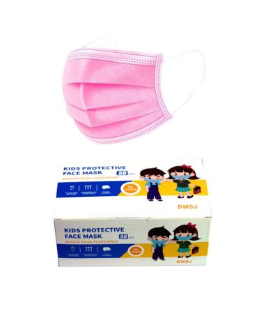 50pcs- children 3 Layers facecover Disposable KIDS Facemask (Plain Pink)
