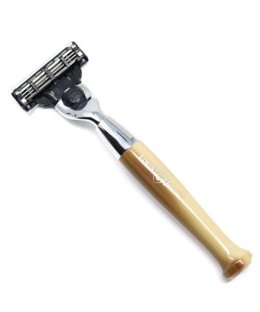 Edwin Jagger Diffusion Series Chrome Plated Handler for the Gillette Mach3 Razor (Tan)