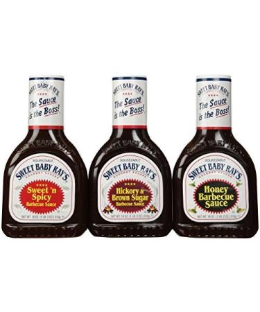 Sweet Baby Ray's Variety 3 Pack-Original Barbeque Sauce-Hickory & Brown Sugar BBQ Sauce-Sweet 'n Spicy BBQ Sauce-18oz. bottles by Sweet Baby Ray's