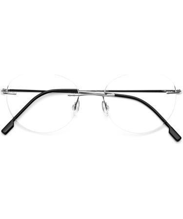 KoKoBin Titanium Reading Glasses - Ultralight Round Frameless 1.5 Diopters for Men & Women - Silver - Buy Online on GoSupps.com