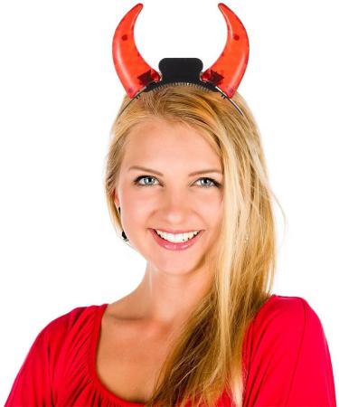 minkissy Led Light up Devil Horn Headband Light Up Halloween Headband Light Up Ox Horn Headband Halloween Devil Costume Accessory for Women Men - Buy Online on GoSupps.com