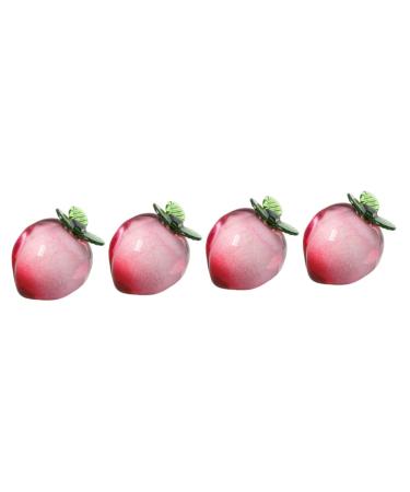 ABOOFAN 4pcs Peach Ornaments Artificial Fruit Peaches Lifelike Peach Figurine Decorative Fruit Prop Room Decor Aesthetic Glass Fruit Figurine Peach Statue Props Crystal Kitchen Cabinet