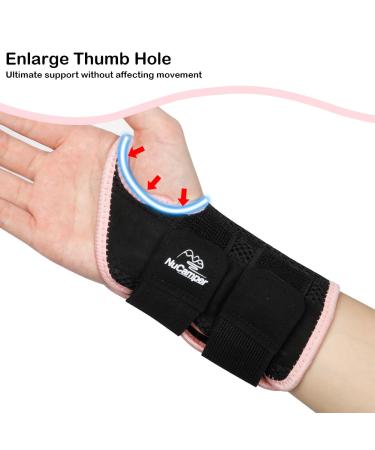 Nucamper Breathable Wristwear with Metal Stabilizer | Adjustable Wrist Bandage for Arthritis & Sprains | Lightweight Support for Men & Women - Right Hand (Balk-Rosa S/M) - Buy Online on GoSupps.com