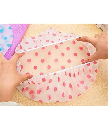 4 Pack Girls Thicken Shower Cap - Waterproof & Elastic Band - Blue Polka Dots - Buy Online on GoSupps.com