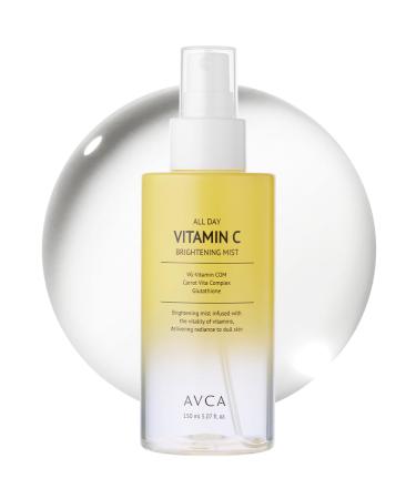 AVCA All Day Vitamin C Brightening Face Mist Hydrating & Revitalizing Facial Spray with Glutathione & Vitamin Complex Korean Skincare for Radiant Soothing Glow 5.07 fl oz