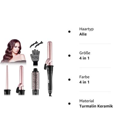 CCKeyin 4 in 1 Curling Iron Set | 9-38mm Ceramic Curling Bar & Brush - Pink | Perfect for Large & Small Curls International Shipping Available - Buy Online on GoSupps.com