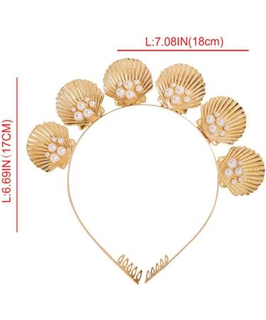 Metal Seashell Headband Faux Pearl Wedding Hairband Elegant Bridal Headwear Gold Mermaid Headpiece Beach Wedding Hair Accessories - Buy Online on GoSupps.com