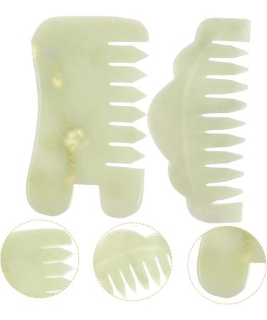 Beaupretty Jade Gua Sha Comb - 2-Piece Scalp Massage Tools for Relaxation & Bridal Gifting - Buy Online on GoSupps.com