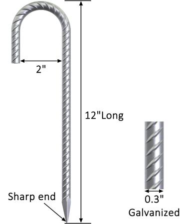OK5STAR 12-Pack 12 Galvanized Rebar Stakes - Heavy Duty J Hook Ground Anchors - Curved Steel Tent Stakes - Anti Rust Ground Stakes 12 inch (12pcs) - Buy Online on GoSupps.com