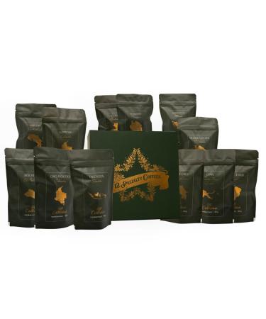 Green Coffee Co Specialty Coffees of Christmas | 12 Bag Gift Box Set Assorted varieties have been freshly roasted and ground specifically for this box. (1 pack bags) Count (Pack 1)
