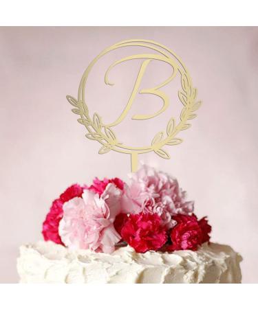 Vinisong Personalized Initial Letter B Golden Cake Topper - Rustic Wedding & Birthday Decoration - Buy Online on GoSupps.com