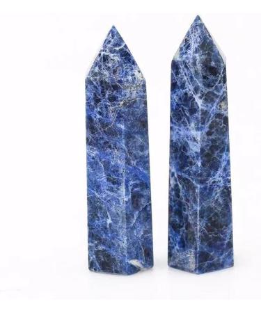 1pc 85mm-95mm Natural Blue Sodalite Spiritual Quartz Stones Crystals Tower Point Raw Stones and Minerals Stone Mineral Specimen - Buy Online on GoSupps.com